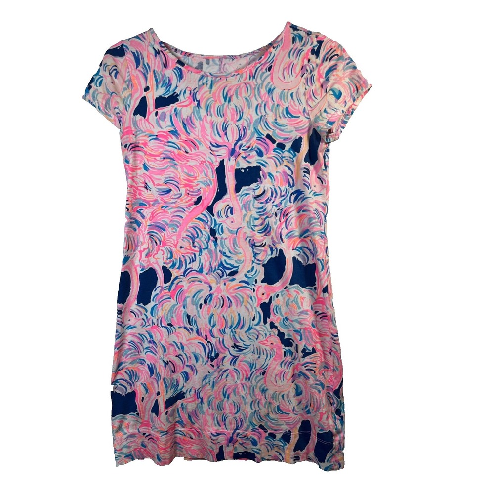 Lilly Pulitzer Amina Head in the Sand Pink Pelican Swing Mini Dress Size XS